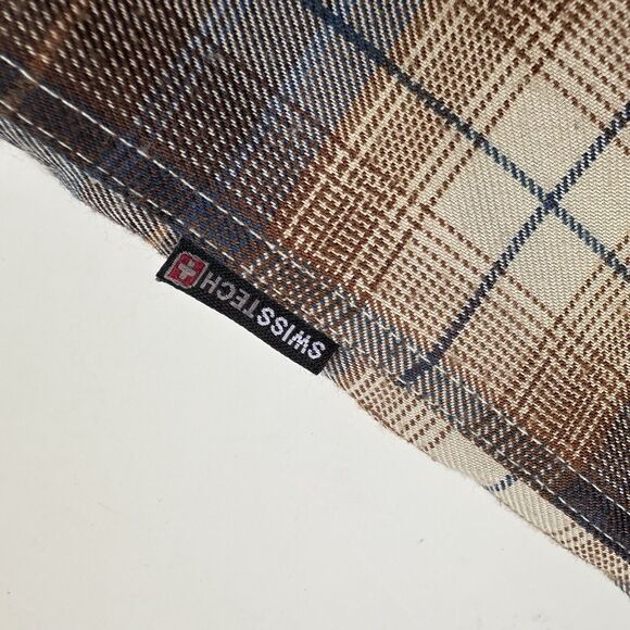 Swiss Tech Button Front Shirt Mens Sz XL Mambo Brown Plaid SM47Y118 - Picture 7 of 12